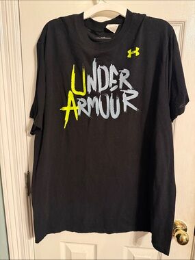Under Armour Black Tee with Red and Silver Logos
